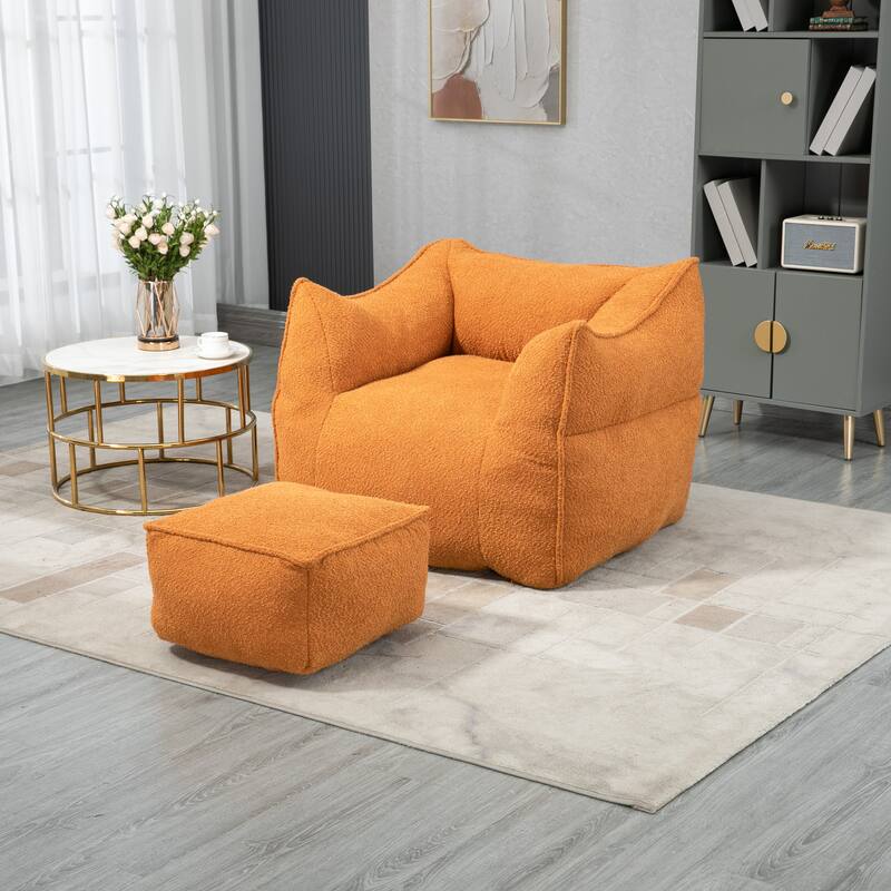 GDFStudio - COOLMORE Boucle Bean Bag Chair with Memory Foam Filling for Ultimate Comfort