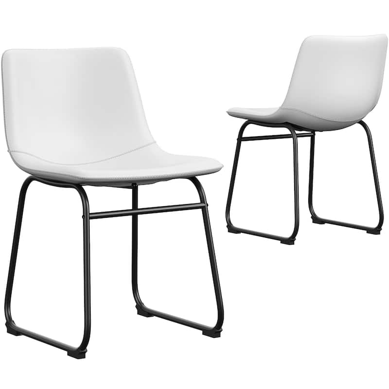 Bar Stools Faux Leather Counter Stools with Back Armless Dining Chairs (Set of 2)