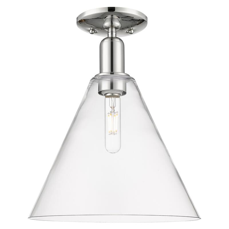Innovations Lighting Endless Possibilities Arcadia - Berkshire Glass - 1 Light 12" Semi-Flush Mount - Clear/Polished Nickel