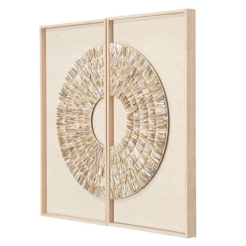 HUJI Glassless Two Piece Pearl Oyster Shell Wall Decor