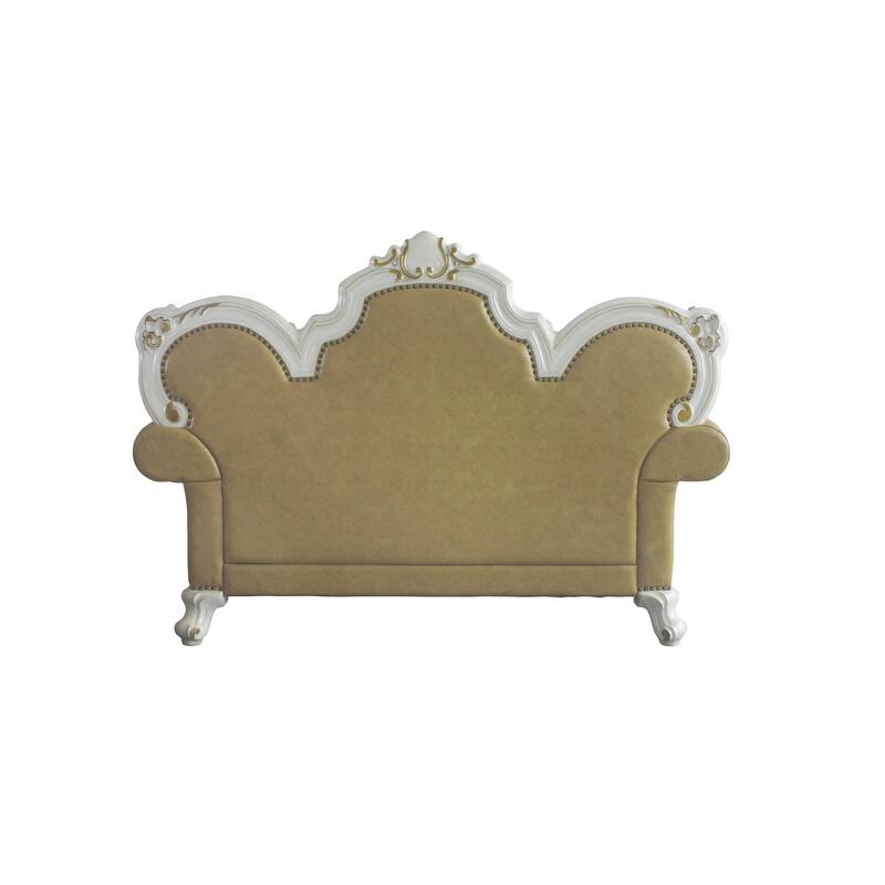Deveraux Butterscotch and Antique Pearl Diamond Tufting Loveseat