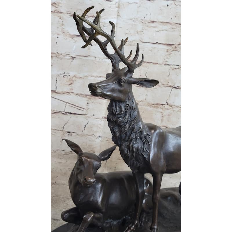 Bronze Marble Statue Elk Deer Caribou Buck Stag Lodge Sculpture Statue