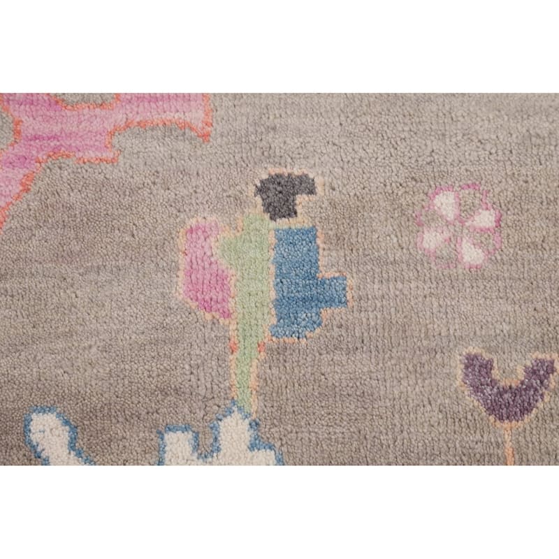 Colorful Oushak Oriental Rug Hand-Knotted Transitional Wool Carpet - 8'9" X 11'9"