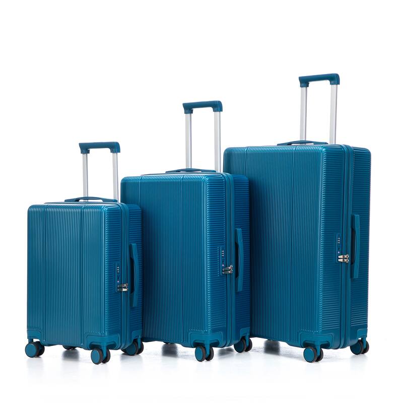 3 PCS Spinner Wheel Luggage in ABS, TSA Combination Lock - Navy