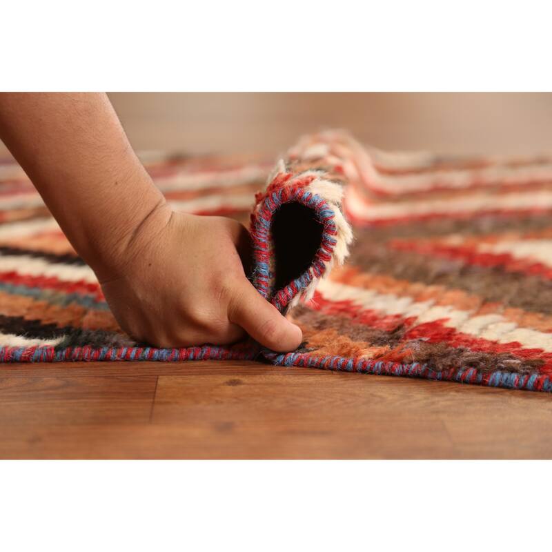 Chevron Style Moroccan Oriental Runner Rug Hand-Knotted Wool Carpet - 2'5" x 9'11"