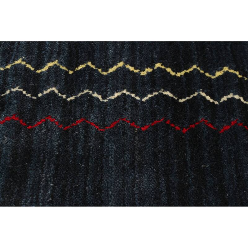 ECARPETGALLERY Hand Loomed Kashkuli Gabbeh Dark Blue Wool Rug - 4'11 x 7'11