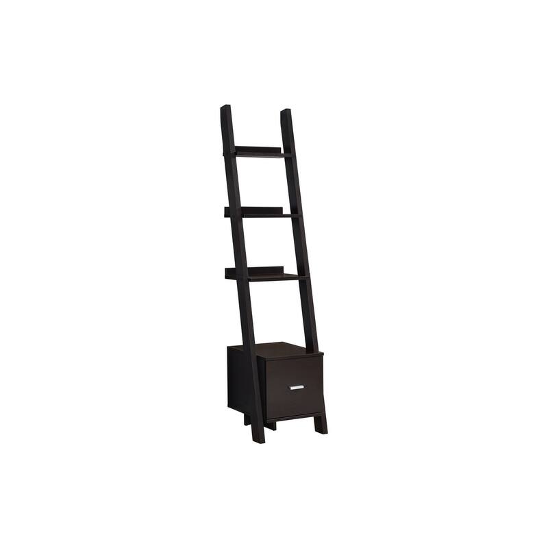 4 Tier Corner Bookshelf, Modern Contemporary 69"h Brown Laminate Ladder Bookcase for Living room Office, Bedroom - Espresso
