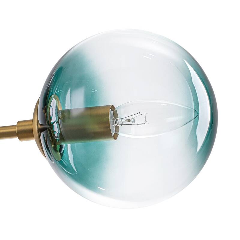 Modern 8-Light Gradient Blue Glass Bubble Linear Sputnik Chandelier