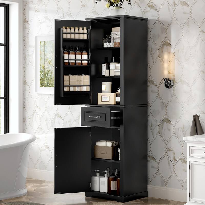 Tall Freestanding Bathroom Storage Cabinet, Two Door Sizes with Adjustable Shelf