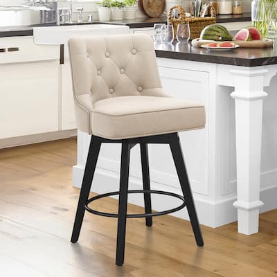 Modern 26 in. Barstool Counter Height Stool Upholstered Swivel Bar Stool with Back