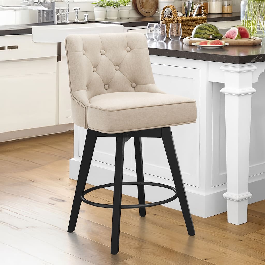 Modern 26 in. Barstool Counter Height Stool Upholstered Swivel Bar Stool with Back