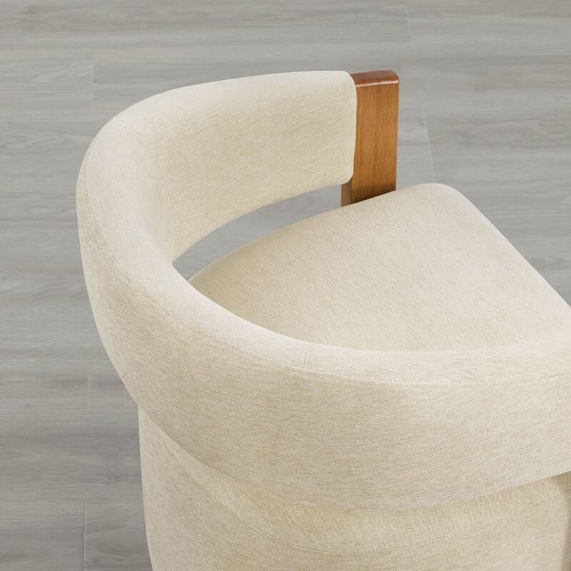 Spruce & Spring Nova Modern Upholstered Dining Chair with Casters & Wood Armrests