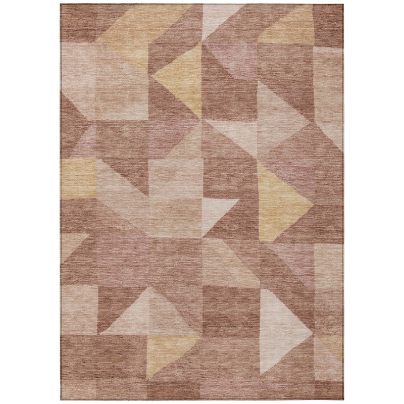 Machine Washable Indoor/ Outdoor Geo Rubi Chantille Rug