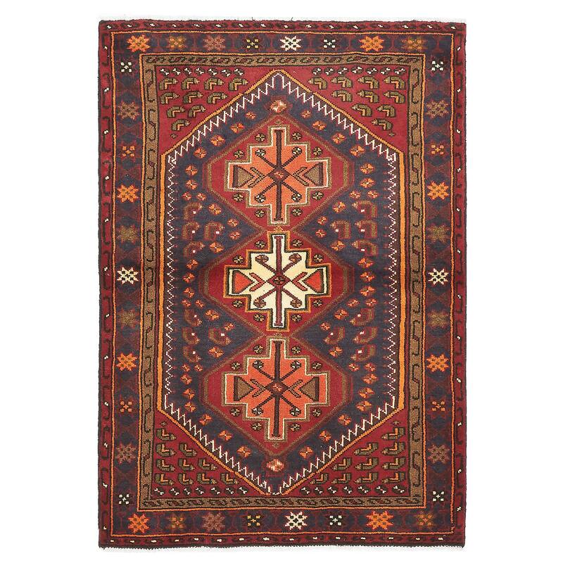 ECARPETGALLERY Hand-knotted Andelz Dark Navy, Red Wool Rug - 3'4 x 4'9