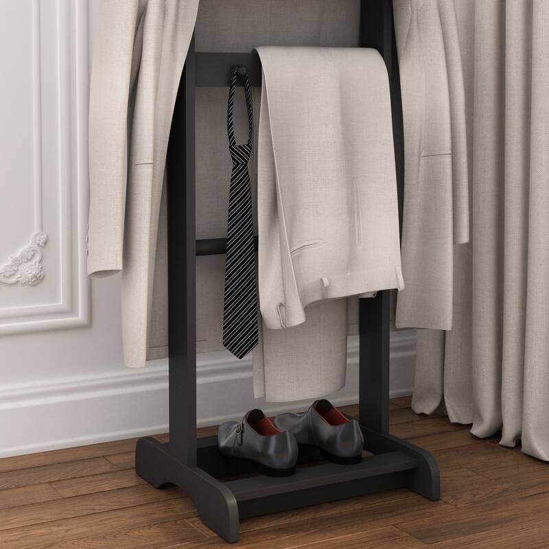 Accent Portable Garment Rack, Clothes Valet Stand with Storage Organizer, for Bedroom, Living room