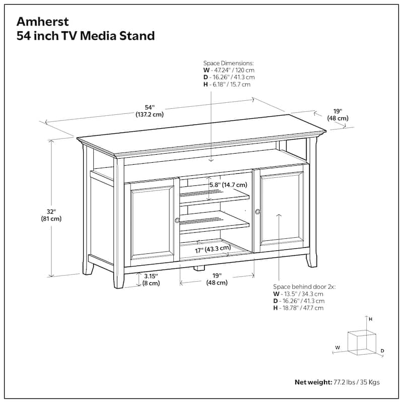 WYNDENHALL Halifax 54 inch Wide Solid Wood Transitional TV Stand - 54'' W x 18.9'' D x 31.9'' H