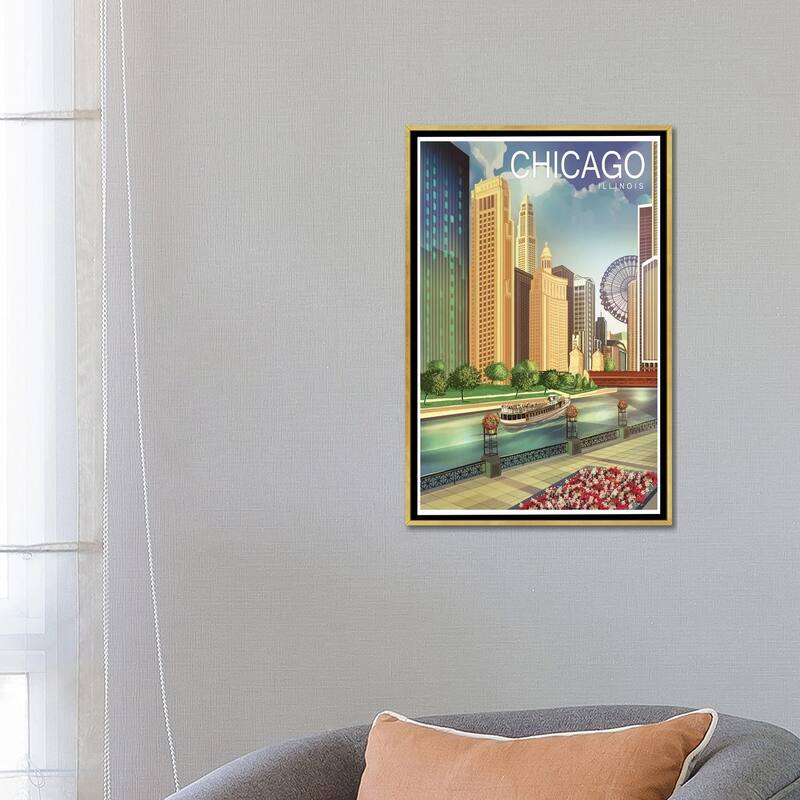 iCanvas "Chicago I" by Old Red Truck Framed Canvas Print