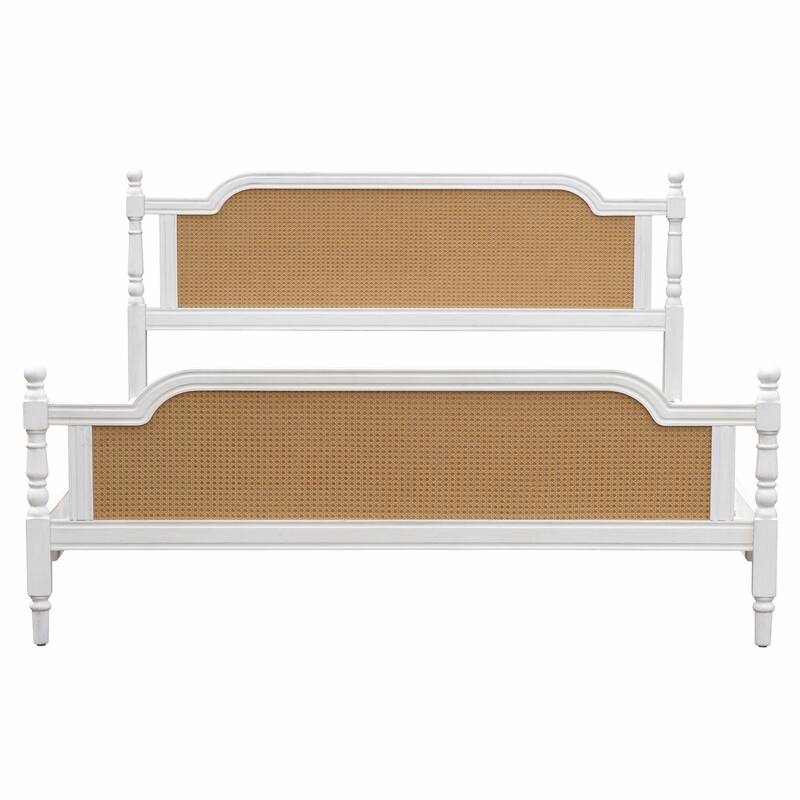 Traditional Style Rattan Bed Frame - No Box Spring Needed