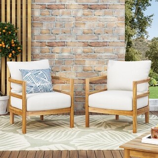 Ellendale Outdoor Acacia Wood Outdoor Club Chairs with Cushion by Christopher Knight Home