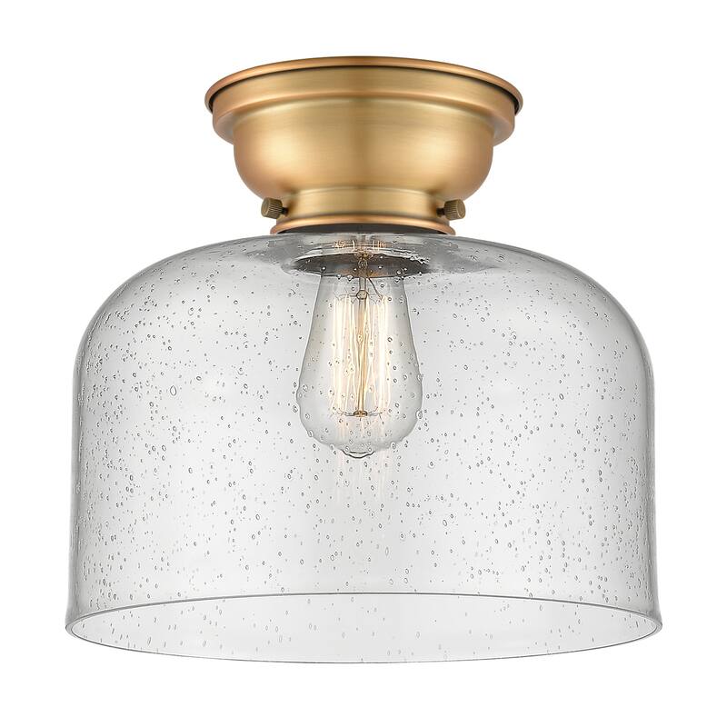 Innovations Lighting Aditi Bell - 1 Light 12" Flush Mount - Brushed Brass/Seedy