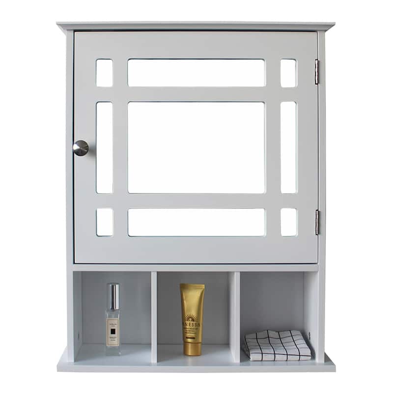 Three Compartment Storage Bathroom Cabinet - Espresso/White - White
