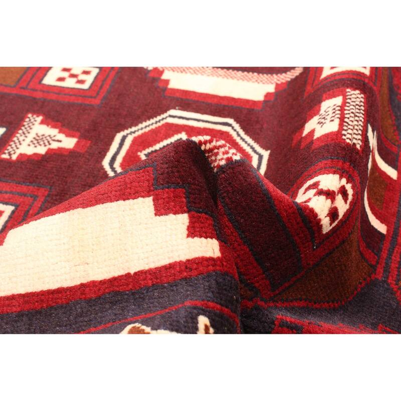 ECARPETGALLERY Hand-knotted Teimani Burgundy Wool Rug - 2'10 x 4'6