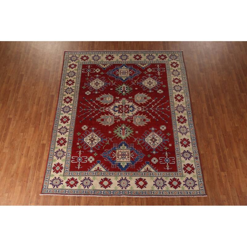 Traditional Red Kazak Area Rug Handmade Wool Carpet - 8'2" x 9'10"