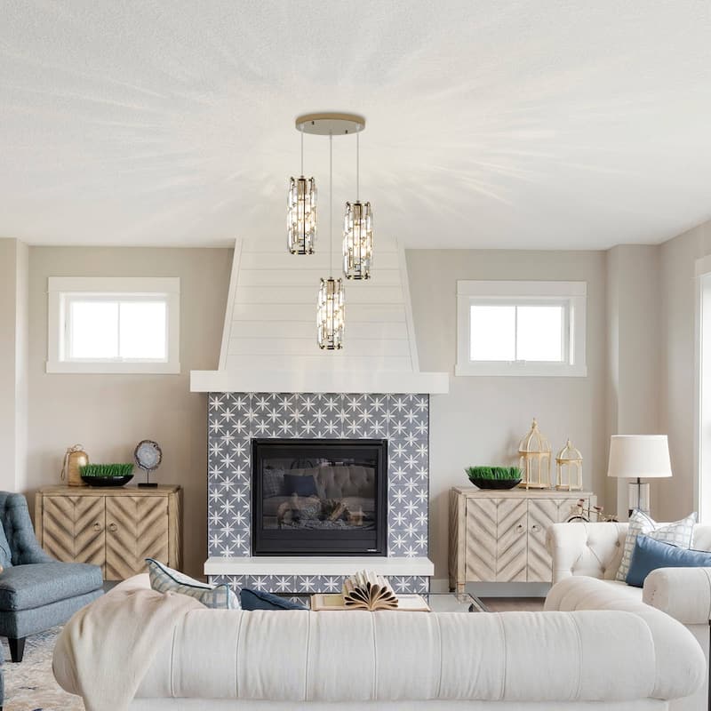 3-Light Chandelier for Bedroom Kitchen Dining Room with Crystal Shaded