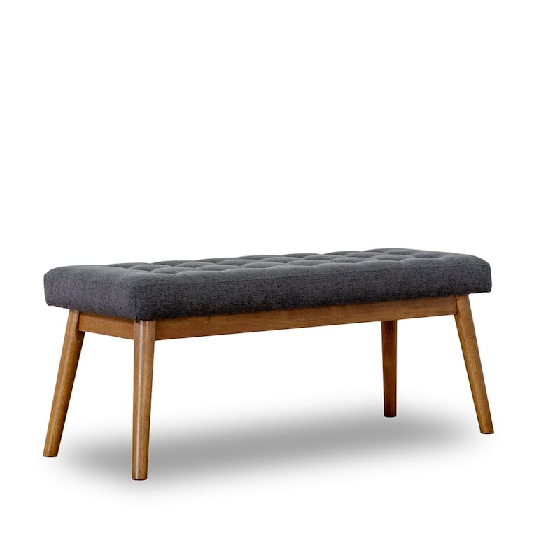 GDFStudio - Delilah Mid-Century Modern Fabric Upholstered Bench with Velvet Cushion - 43"W