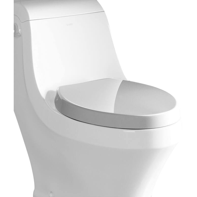 Eago Elongated Closed-Front Toilet Seat with Soft Close Hinges - White