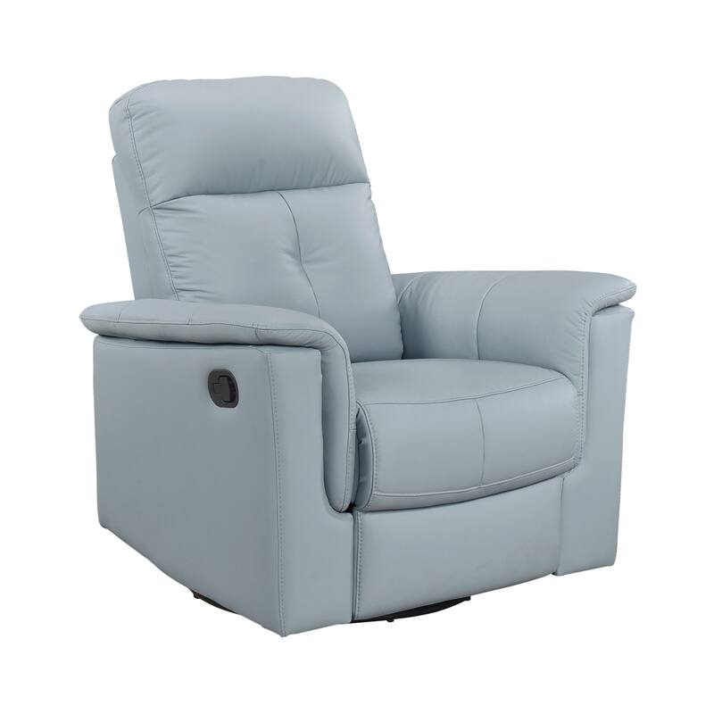 Monte 35.5" Leather Swivel Glider Manual Recliner - 360-Degree Swivel - Blue