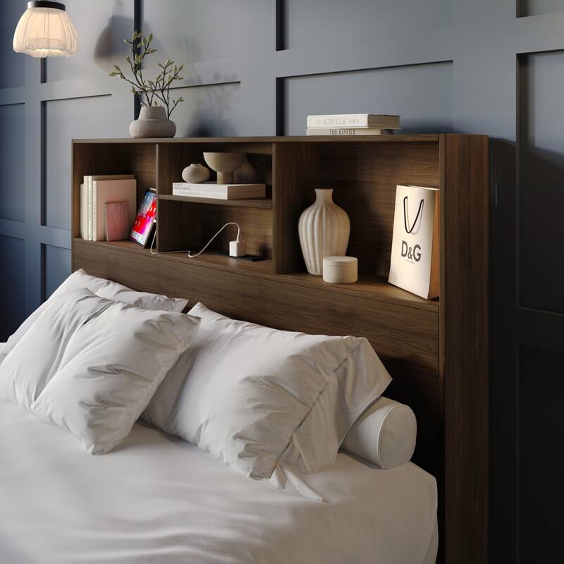 Clayfell Pomona Freestanding Storage Headboard with Shelving