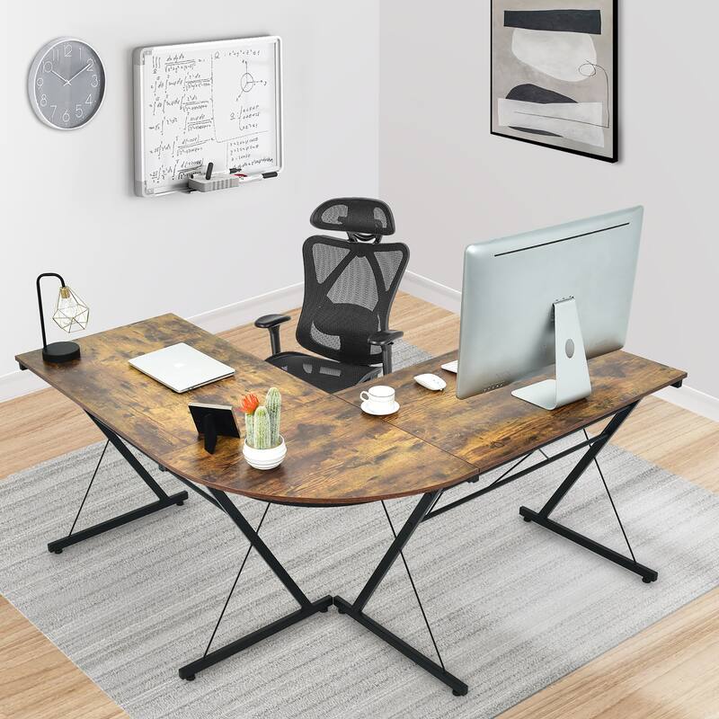 L Shaped Corner Computer Desk Space Saving Workstation Study Desk