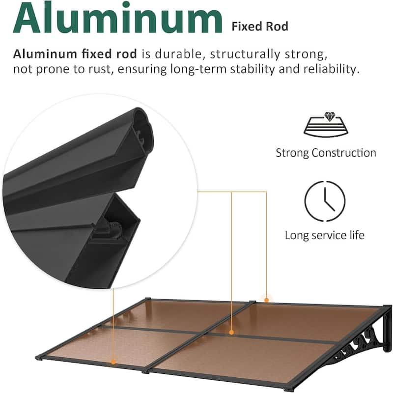 MCombo Window Awning Door Canopy Exterior 40'' x 80'', Polycarbonate Cover Front Door Outdoor Patio Awning Canopy