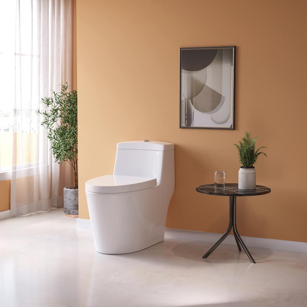 HOROW 1 Piece Dual Flush Elongated Toilet White 0.8 1.28 GPF Seat Included - N/A