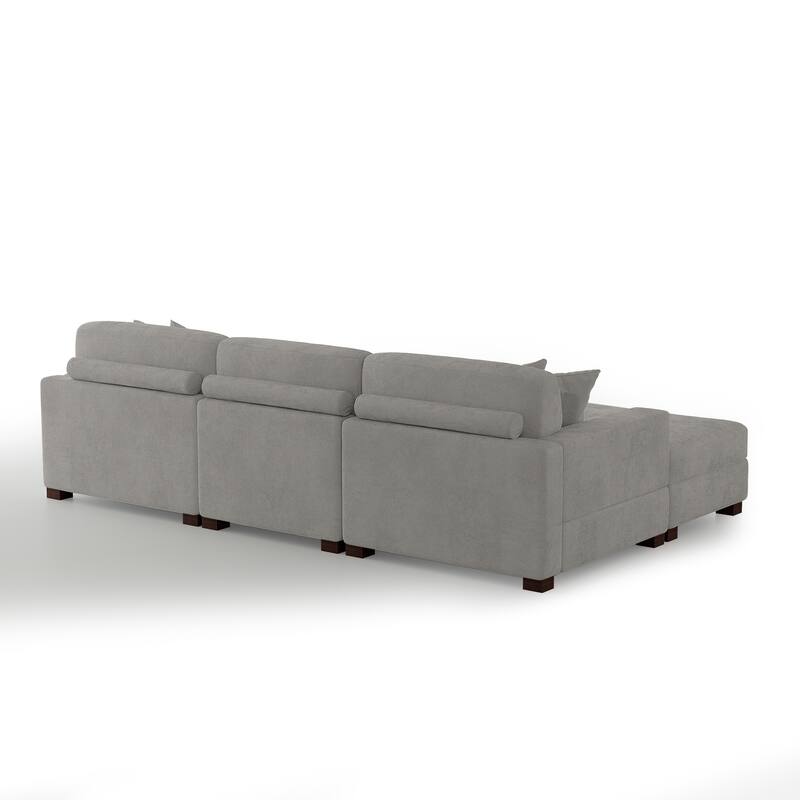 Oversized Chenille Modular Sectional Sofa Conversation Set with 2 Ottomans