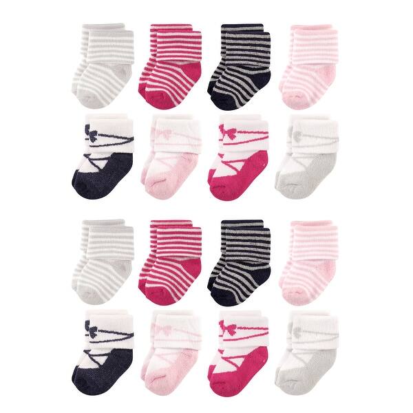 slide 1 of 1, Luvable Friends Baby Cotton Rich Terry Socks 16-Pack, Stripe Ballet Stripe Ballet - 0-6 Months