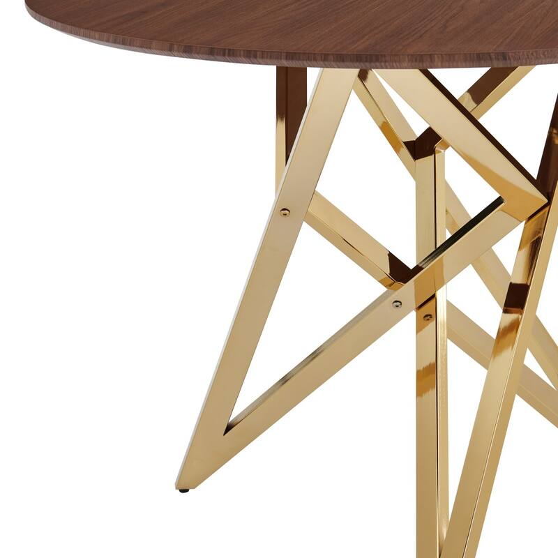 37" Modern Round Dining Table with Triangular Metal Legs