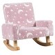 preview thumbnail 1 of 0, Upholstered Flannel Children Rocking Chair with Solid Poplar Wood - 22” x 19.5” x 19.5” (L x W x H) Pink