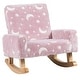 preview thumbnail 2 of 0, Upholstered Flannel Children Rocking Chair with Solid Poplar Wood - 22” x 19.5” x 19.5” (L x W x H)
