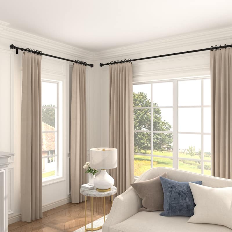 Acroma Streamlined Adjustable Curtain Rod Black