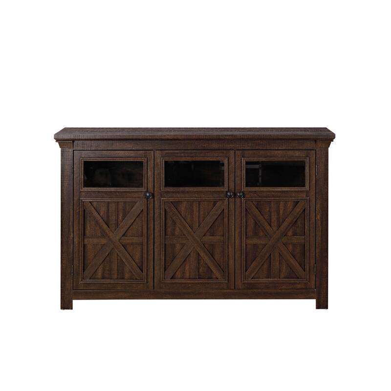 Farmhouse Buffet Cabinet TV Stand with Barn Design, 3 Doors & Metal Handles for Dining Room or Coffee Bar