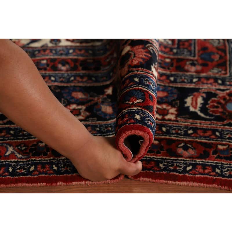 Vegetable Dye Floral Mashad Antique Persian Wool Carpet - 6'7" x 10'2"