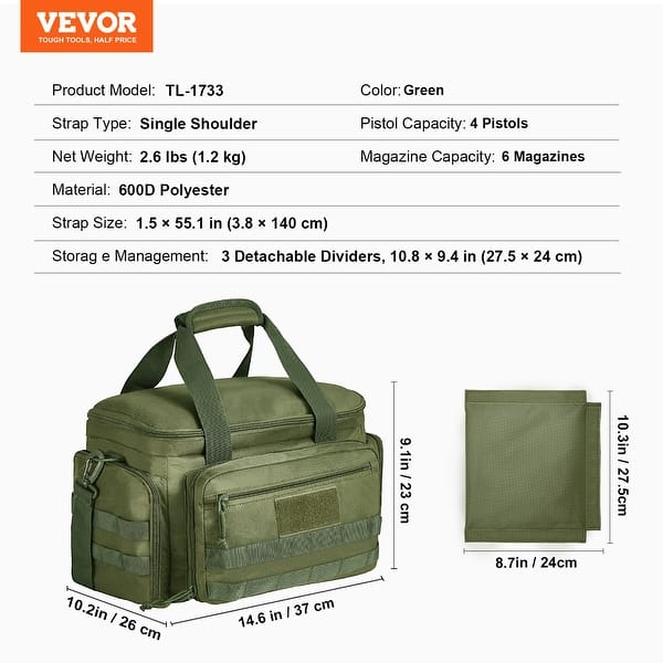 dimension image slide 0 of 2, Tactical Range Backpack for 6 Pistols Range Bag for 2 Pistols Tactical Range Backpack for 6 Pistols