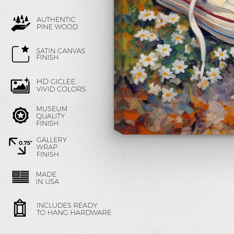 Wynwood Studio Canvas Fashion and Glam Sneakers Lost in a Field Blue and Cream White Rustic Wall Art Canvas Print
