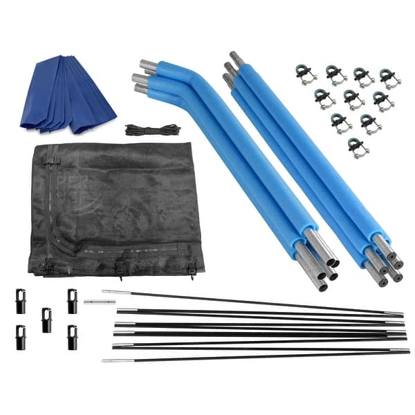 slide 2 of 6, Machrus Upper Bounce Trampoline Top Ring Enclosure Set including Net, 5 Poles, Caps & Foam Sleeves - Fits 15ft Round Trampoline