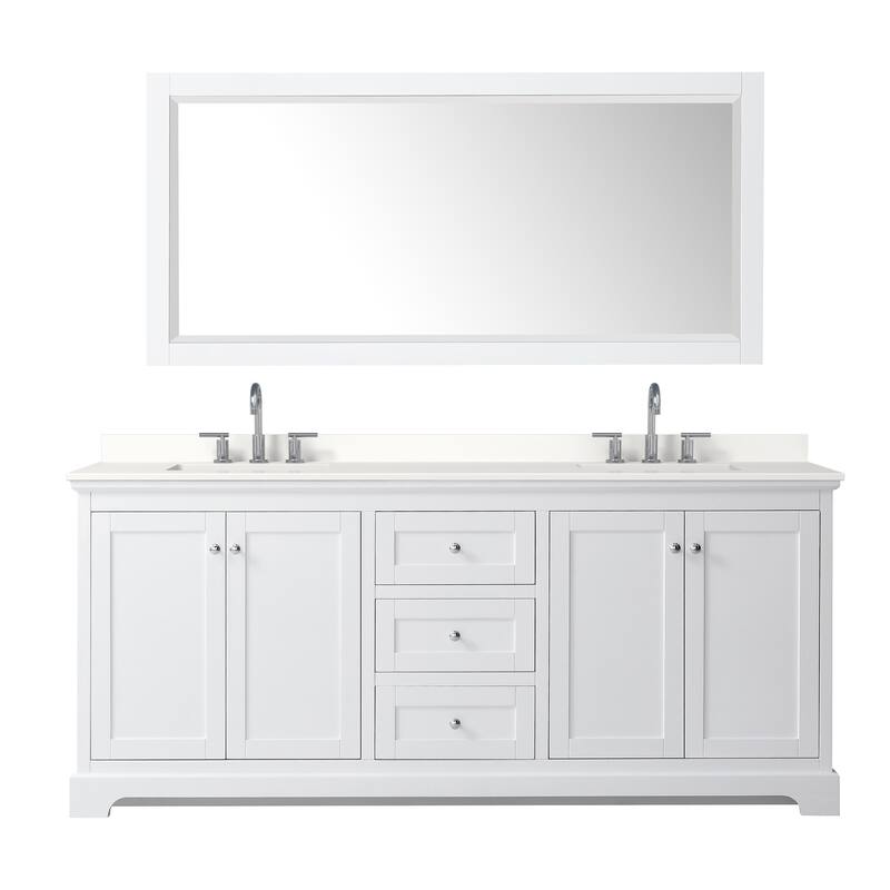 Avery 80-inch Double Vanity, Quartz Top, 70-inch Mirror