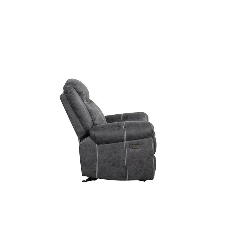 Dark Gray Polish Microfiber Power Motion Glider Recliner