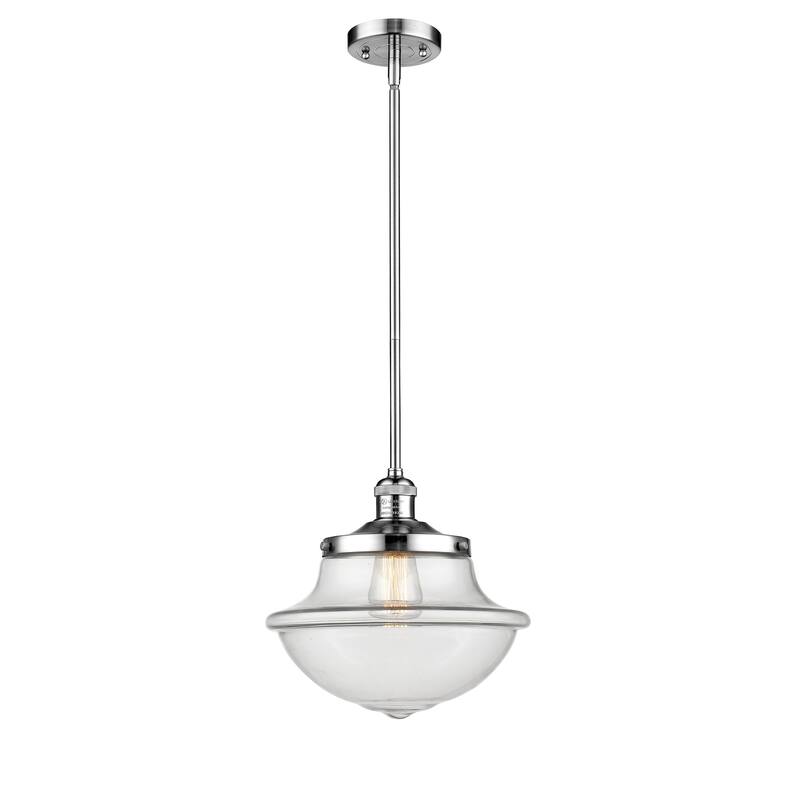 Innovations Lighting Franklin Restoration Oxford - 1 Light 12" Stem Hung Mini Pendant - Clear/Polished Chrome