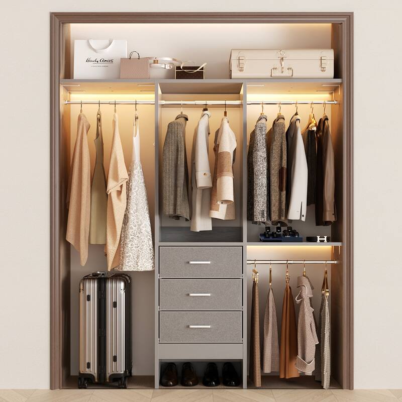 4FT Kid's Closet System with Fabric Drawers for Small Closet, Closet Organizer for Walk-in/ Reach-in Closet - Grey